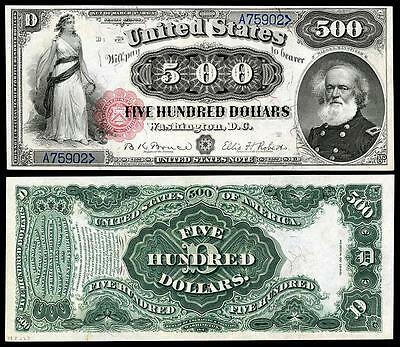 Nice Crisp Unc. 1880 $500.00 U.s. Banknote  Copy ! Read Description