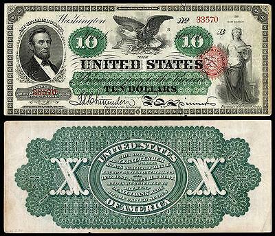 Nice Crisp Unc. 1863 U.s. $10.00 Greenback Bank Copy Note! Read Description