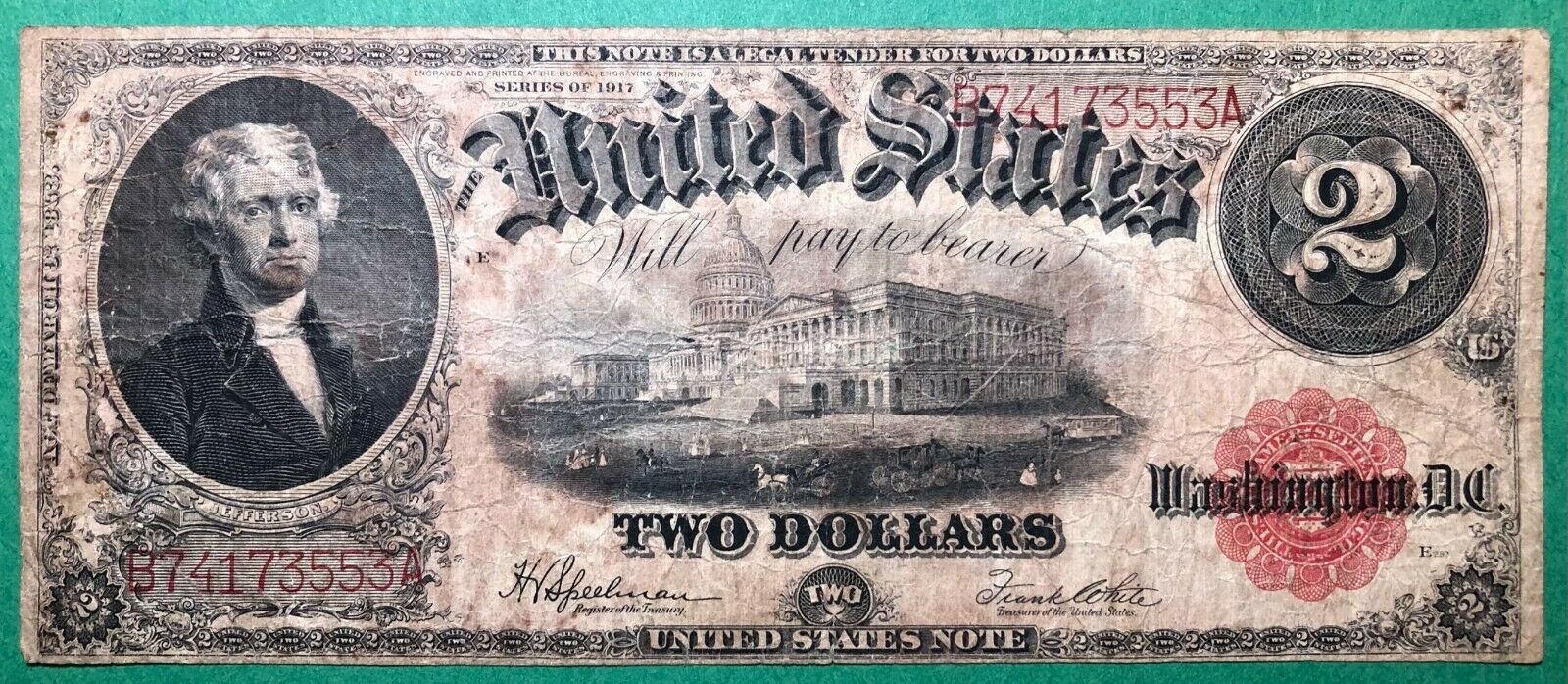 1917 - $2 - Large Note - United States Legal Tender