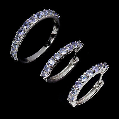 Unheated Round Tanzanite 2.5mm 14k White Gold Plate 925 Sterling Silver Sets