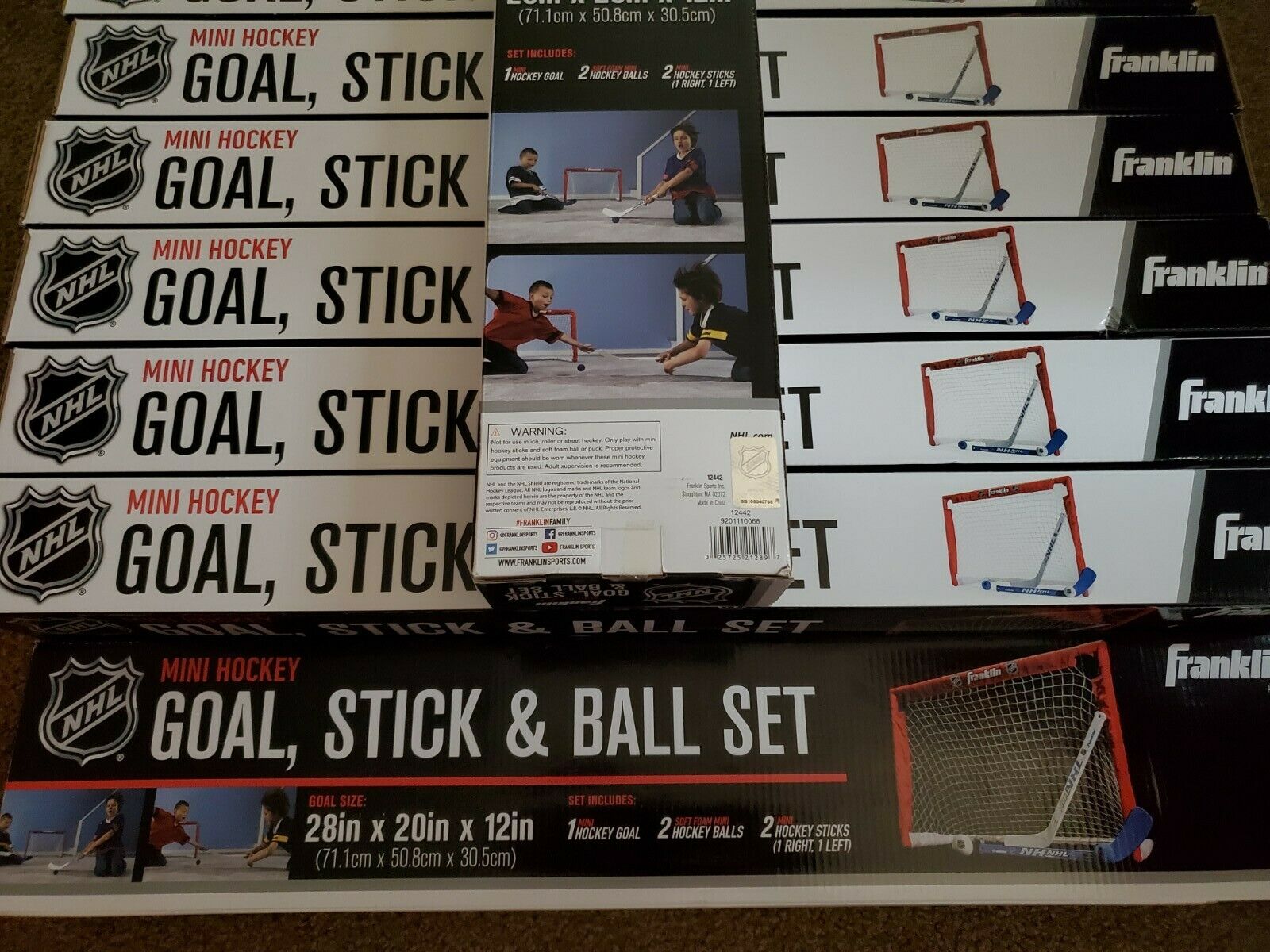 Nhl Franklin Mini Hockey Set W/1 Goal,  2 Sticks, & 2 Soft Foam Balls 28x20x12in