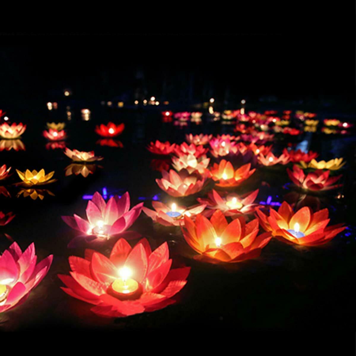 Floating Lotus Lights Water Lily Candles Light For Pool Festival Nigh 8 Pcs