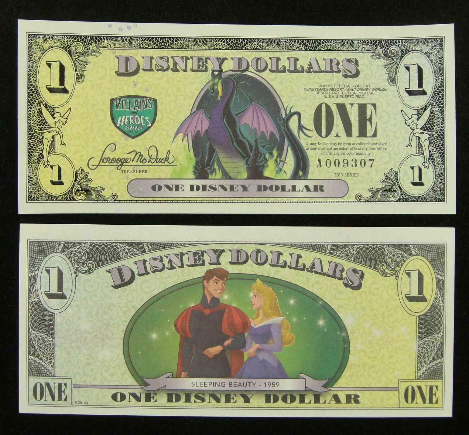 2013 $1 Sleeping Beauty Disney Dollar  A Series New