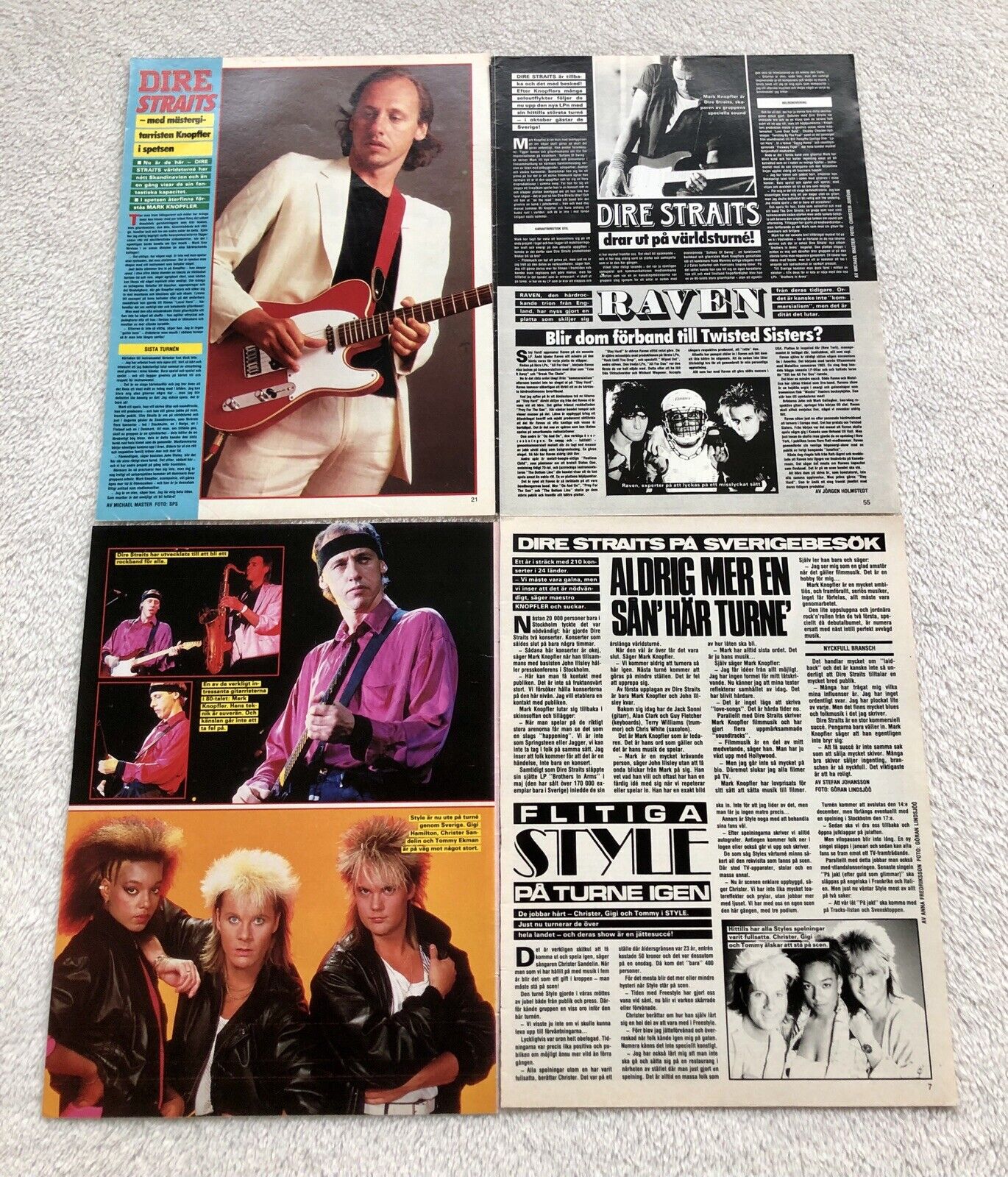 Dire Straits 1985 Mark Knopfler Clipping Poster Swedish Magazine Okej 1980s