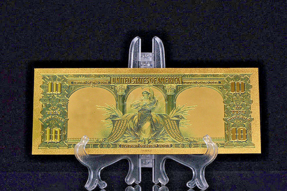 <mint Gem>precise Detail~gold~1901 Unc. $10 Dollar Bison Rep*banknote~quick Ship