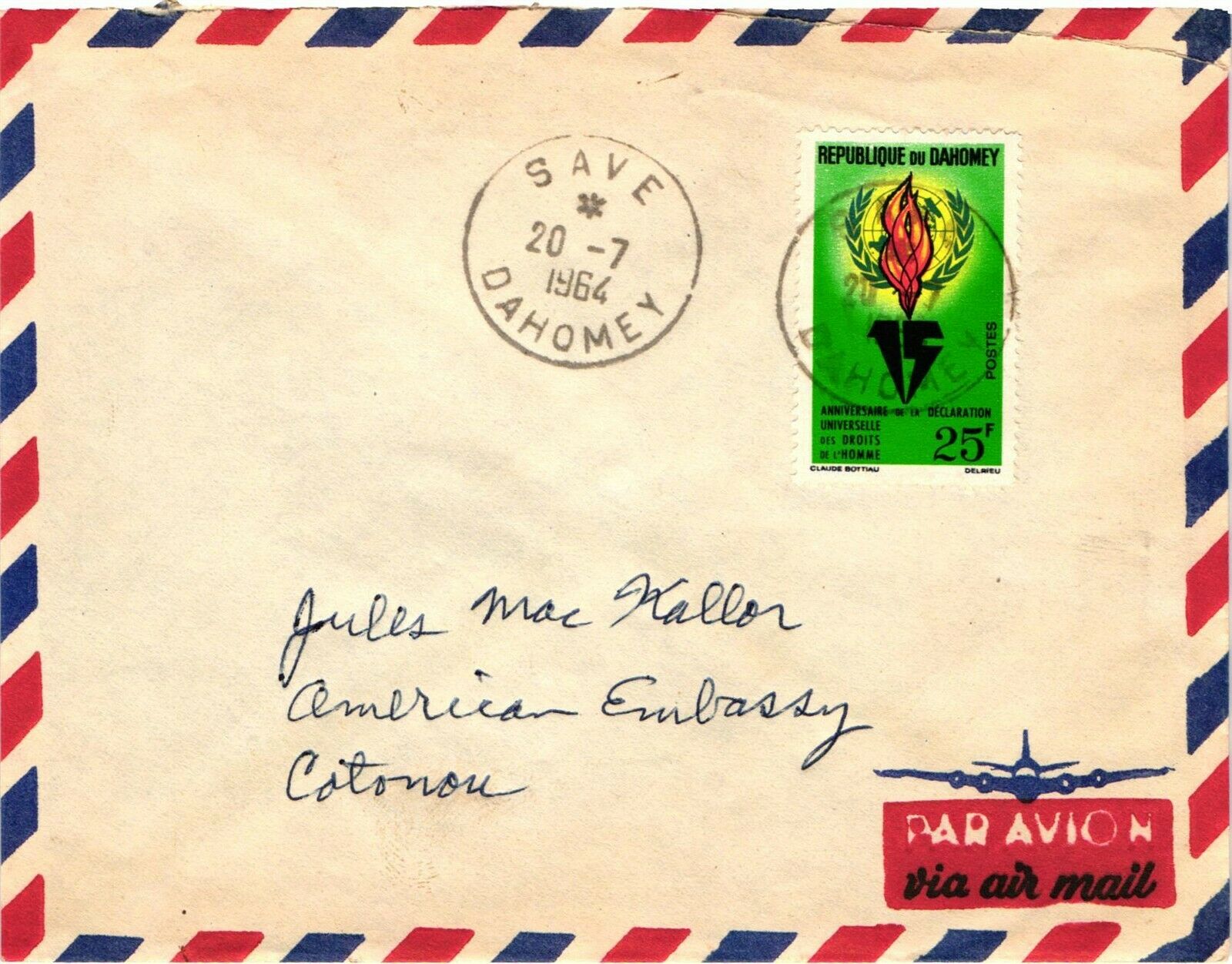 Gp Goldpath: Benin Cover 1964 Air Mail _cv703_p30