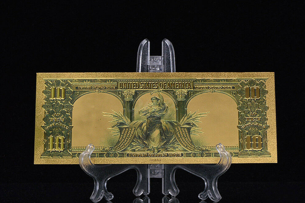 Make Offer Gem>precise Detail~gold~1901 Unc. $10 Dollar Bison Rep*banknote~ttt