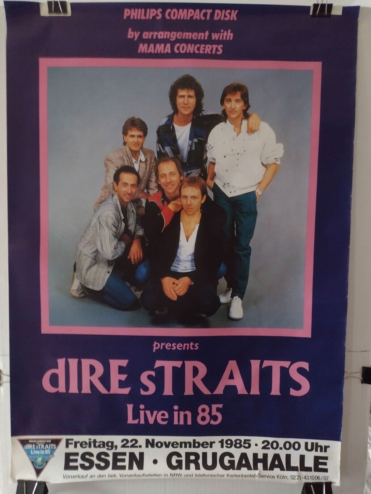 Dire Straits Live In 85 Original German Tour Poster 1985