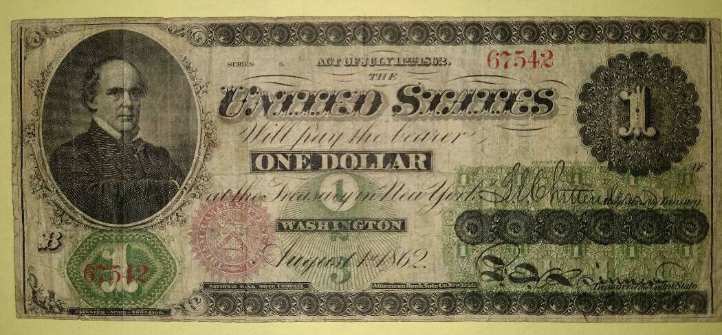 1862 Fr# 17 $1 United States Legal Tender Note S# 67542 - Great Looking Note