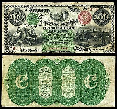 Nice Crisp Unc. 1864 U.s. $100 Greenback Bank Copy Note! Read Description