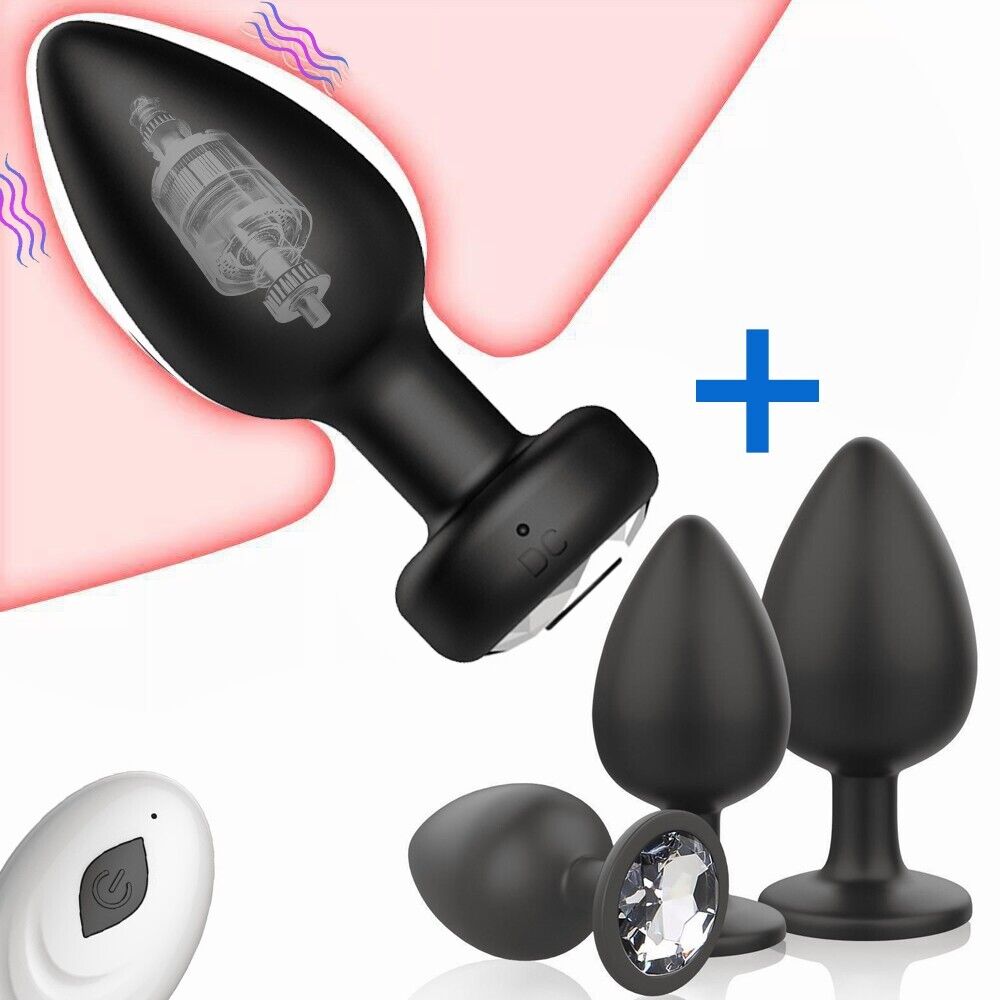 Anal Butt Plug Vibrator Prostate Massager Rechargeable Sex Toy  Men +3 Butt Plug