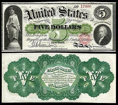 Nice Crisp Unc. 1862 U.s. $5.00 Greenback Bank Copy Note! Read Description